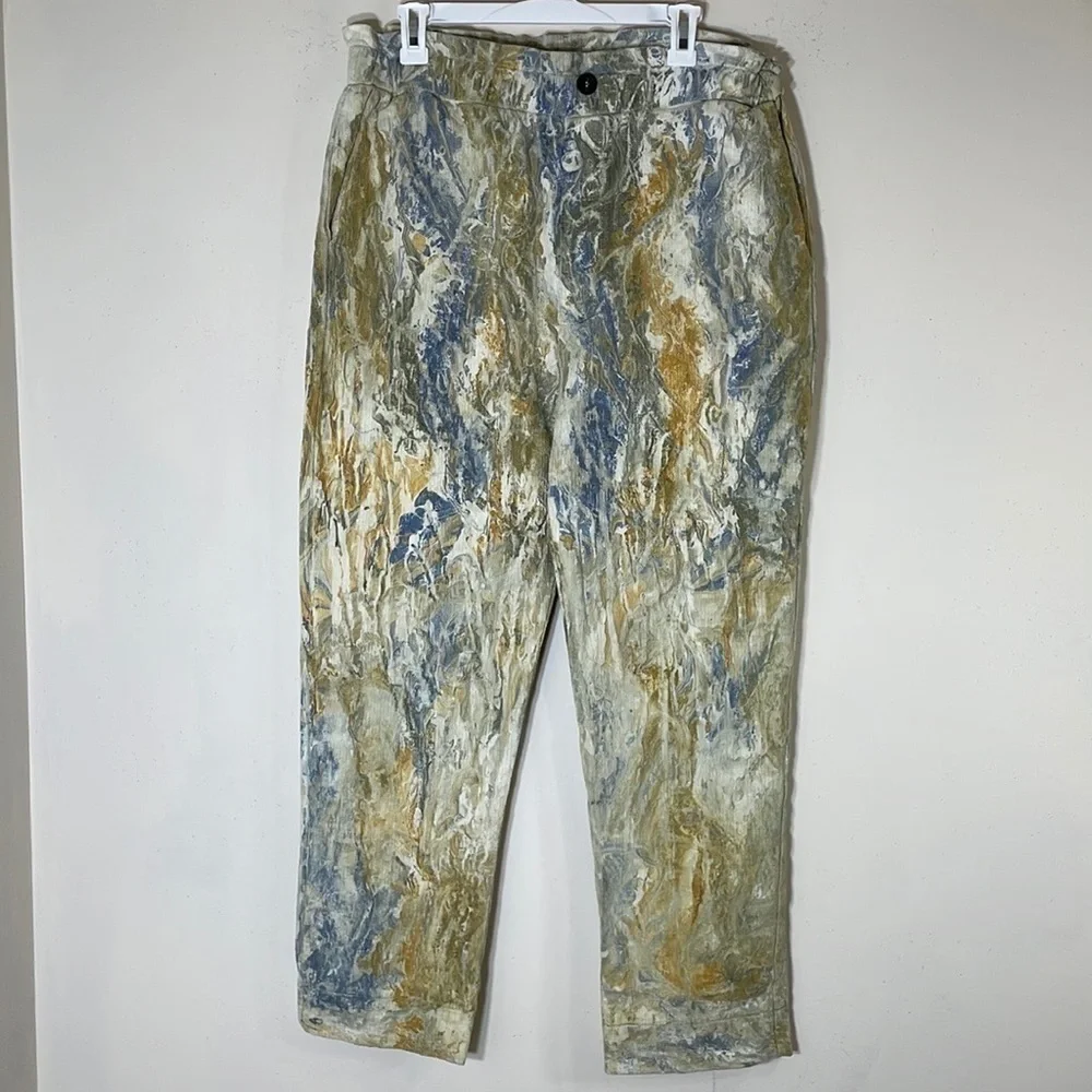NWT. Boho Anthropologie Tina & Jo Olivenne Marble Dyed Pants. Large - Picture 3 of 12